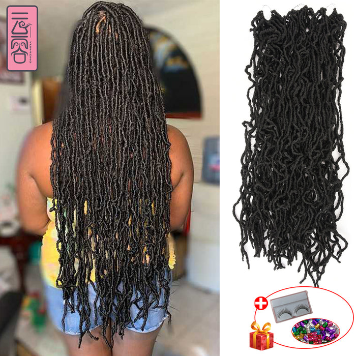 Nu Locs かぎ針編みの髪 36 24 18 インチ 21 ストランドフェイク Locs エクステンションソフト女神編組ドレッドヘア黒人女性のための