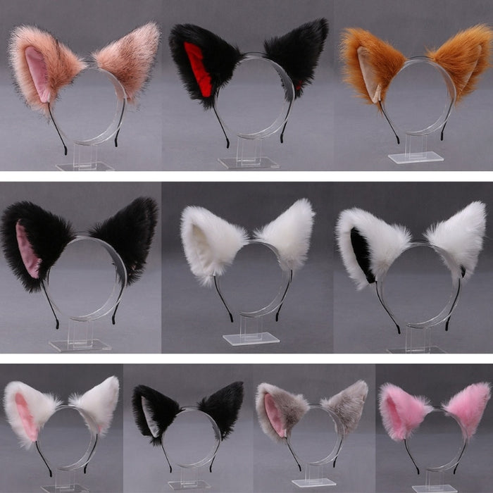 30 Colors Cartoon Cat Ears Hairband Headwear Fur Ear Cat Cosplay Head Band Hair Accessories For Women Girls Kid Party Headband