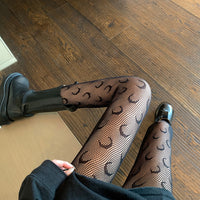 Classic Lolita Hollowed Out Lace Mesh Stockings Bottomed Pantyhose Japanese Lolita Retro Floral Rattan White Stocking Hot Tights