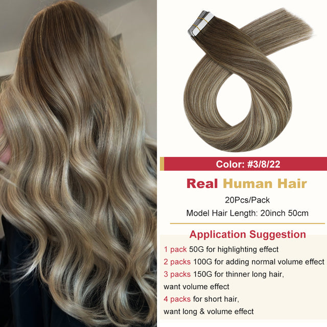 テープインヘアエクステンションバレイヤージュオンブルマシンレミー本物の人毛目に見えないシームレス PU スキン横糸ストレート