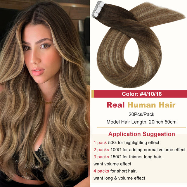 テープインヘアエクステンションバレイヤージュオンブルマシンレミー本物の人毛目に見えないシームレス PU スキン横糸ストレート