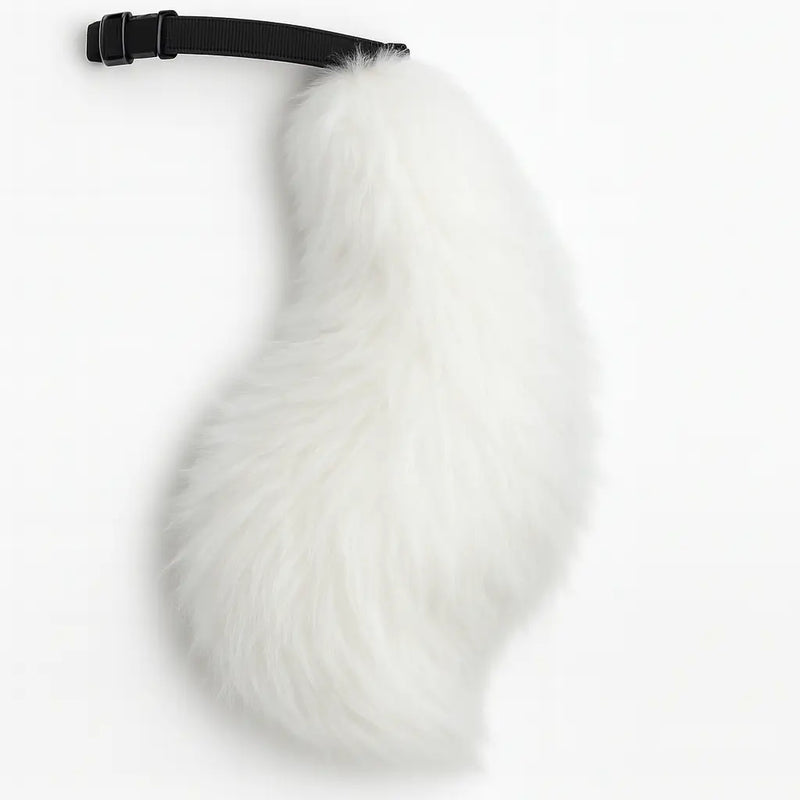 Soft fluffy white fox tail cosplay prop with adjustable waist strap