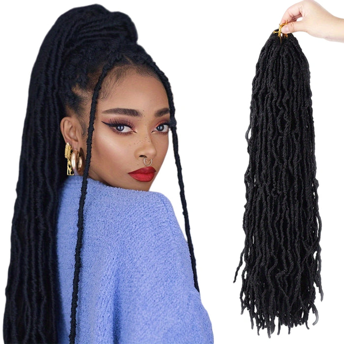 18 Inch Nu Locs Crochet Hair – 21-Strand Pre-Looped Faux Locs Extensions for Women