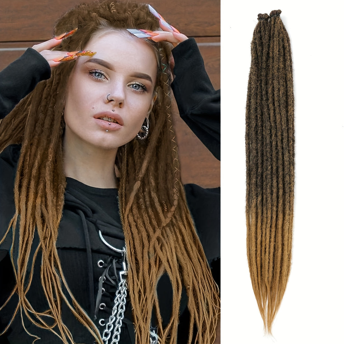 20 Strands Pre-Looped Dreadlock Extensions - 24 Inch Handmade, 0.6cm Width, Synthetic Single Ended Crochet Braids for Women - Lightweight & Easy Install for Halloween