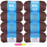 8 Pcs Brazilian Wool Braiding Hair – Acrylic Yarn for Crochet Box Braids, Senegalese Twist & Faux Locs Extensions