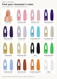 16 color reference guide for the 100cm long straight cosplay wig