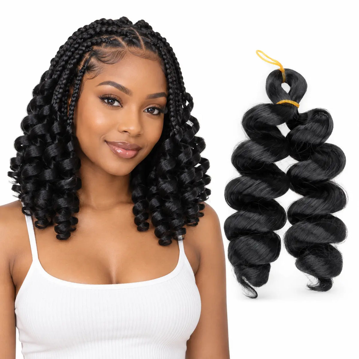 12-inch short French curl braiding hair in Natural Black