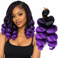 12-inch short French curl braiding hair in Black to Purple Ombre
