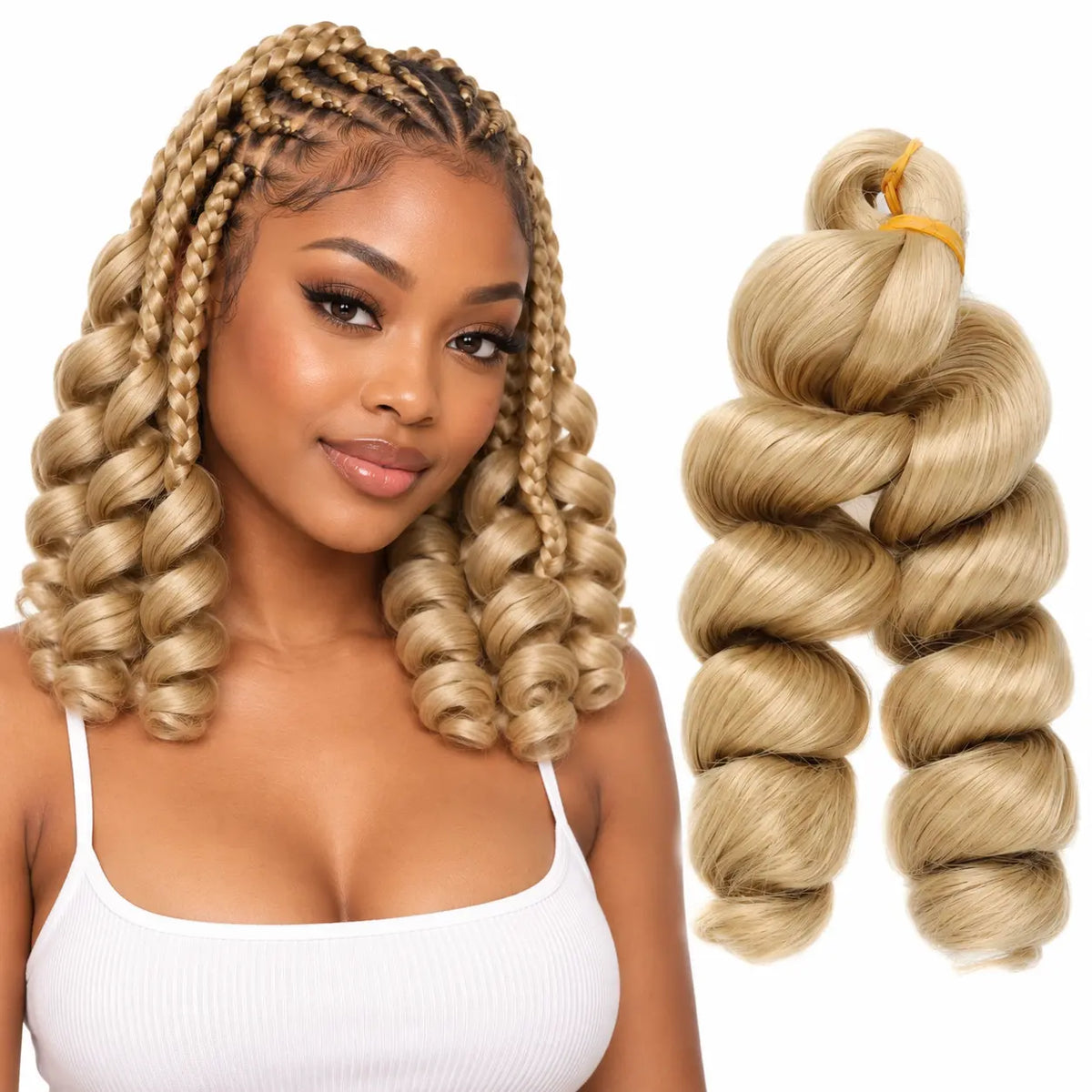 12-inch short French curl braiding hair in Honey Blonde