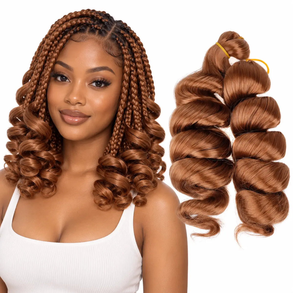 12-inch short French curl braiding hair in Copper Brown