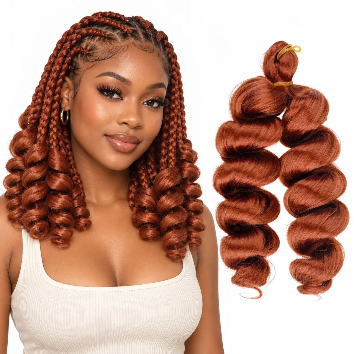 12-inch short French curl braiding hair in Ginger Copper
