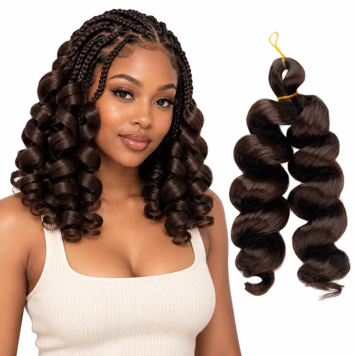 12-inch short French curl braiding hair in Dark Brown