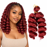 12-inch short French curl braiding hair in Burgundy Red