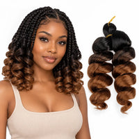 12-inch short French curl braiding hair in Black to Chocolate Brown Ombre