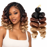 12-inch short French curl braiding hair in Dark Root Caramel Blonde Ombre