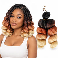 12-inch short French curl braiding hair in Black to Copper and Blonde Ombre