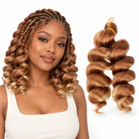 12-inch short French curl braiding hair in Honey Blonde and Copper Blend
