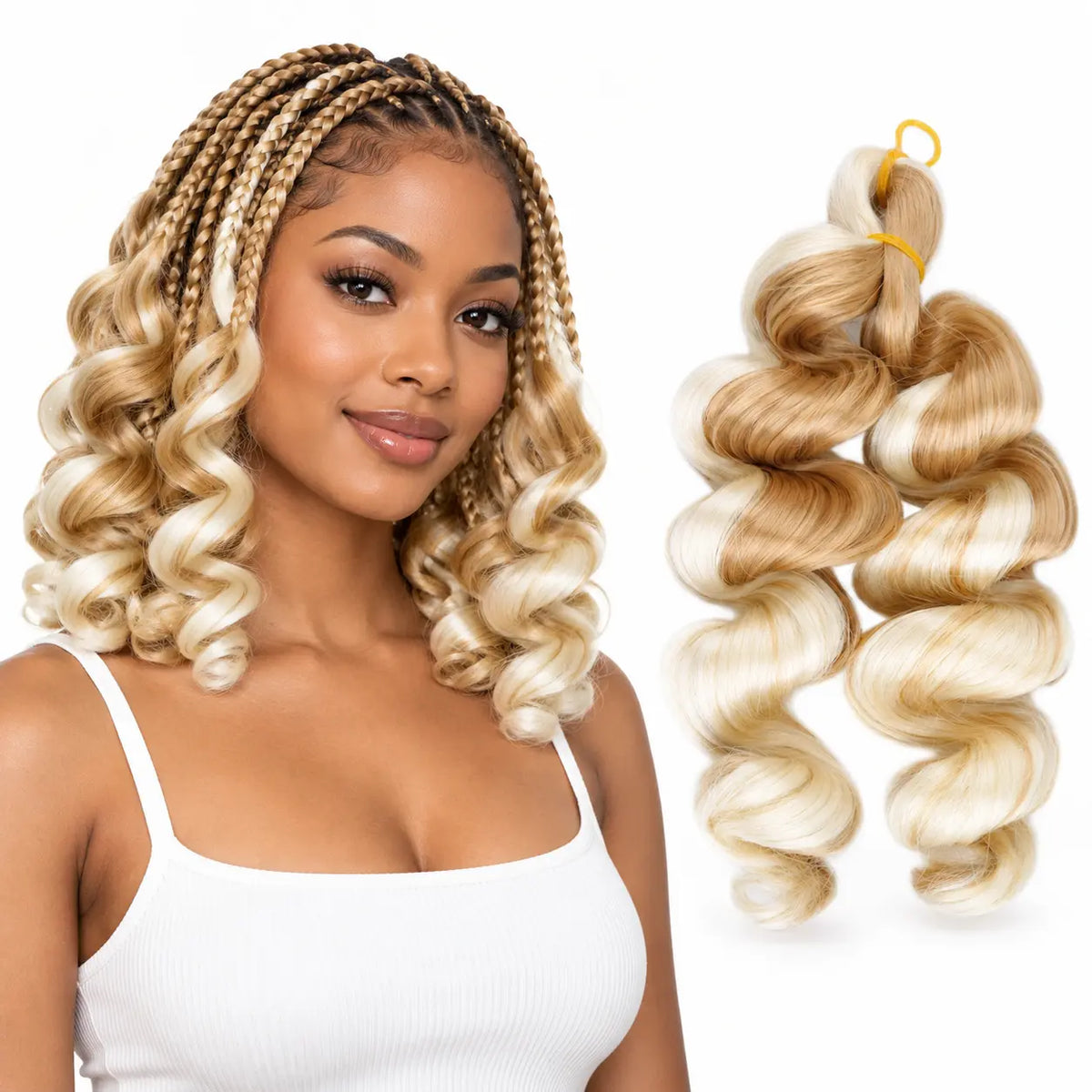 12-inch short French curl braiding hair in Honey Blonde and Platinum Blend