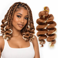 12-inch short French curl braiding hair in Copper Brown and Platinum Blonde Blend
