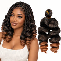 12-inch short French curl braiding hair in Dark Root Copper Brown
