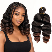 12-inch short French curl braiding hair in Dark Root Chestnut Brown