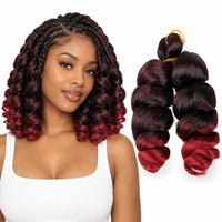 12-inch short French curl braiding hair in Dark Root Burgundy