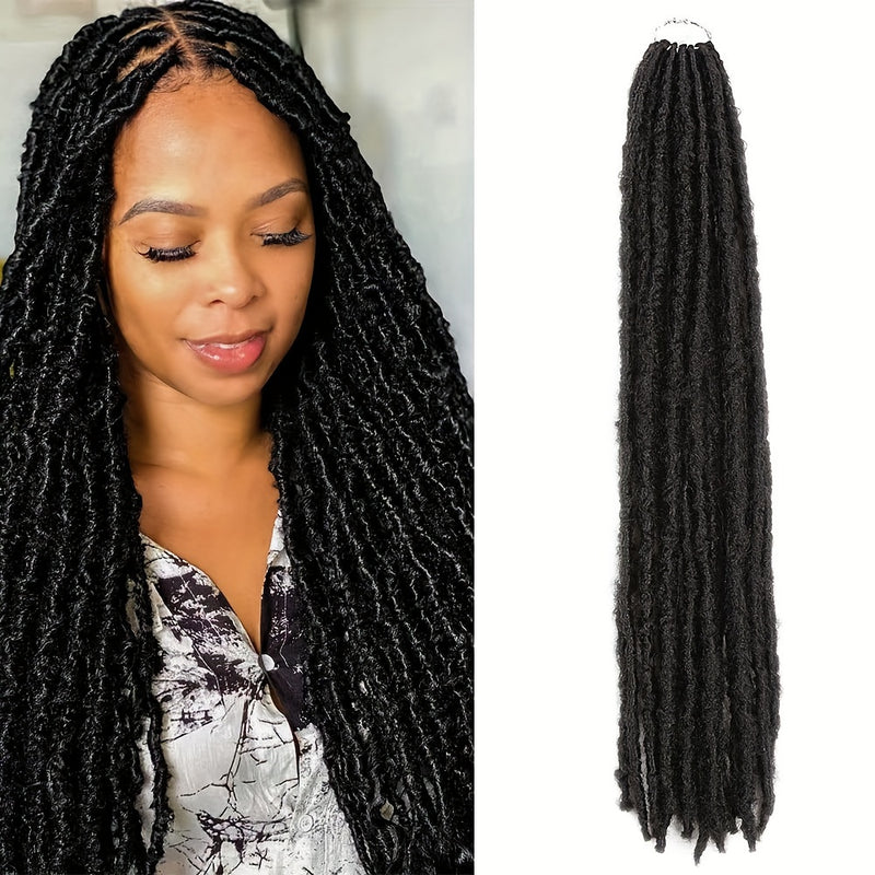 24″ Pre-Looped Faux Locs Crochet Hair – Soft Synthetic Loc Extensions