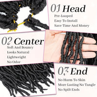 21-Strand 18" Nu Locs Crochet Hair Extensions for Women - Versatile & Easy to Style