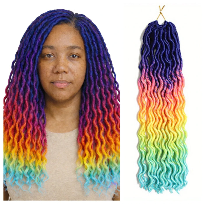 18 Inch Gypsy Goddess Faux Locs – Wavy Crochet Hair Extensions, Synthetic Braiding Hair for Women, Ombre Colour Options
