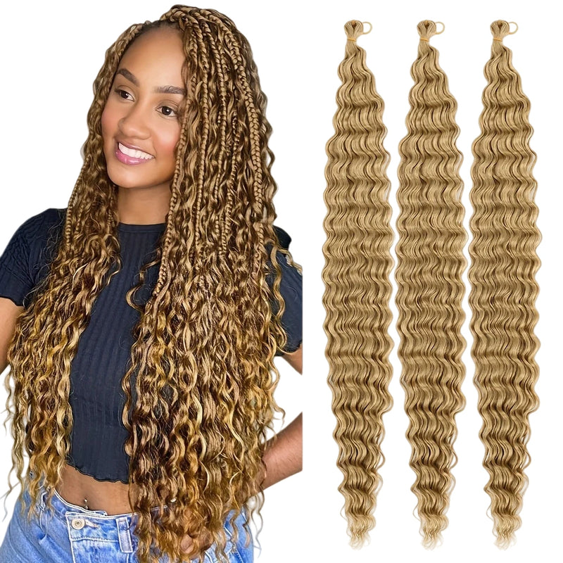 Deep Wave Synthetic Braiding Hair – 3PCS 32″ Ocean Wave Crochet Hair Extensions