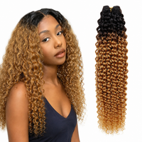 1B/27 Highlight Curly Human Hair for Crochet Braids with model and hair product on white background
