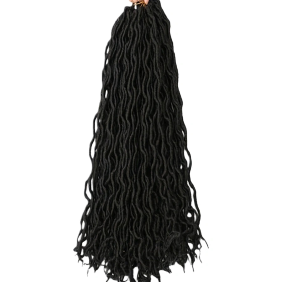18 Inch Goddess Wavy Faux Locs – 8 Pack Soft Synthetic Crochet Locs with Curly Ends for Natural-Looking Styling