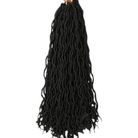 18 Inch Goddess Wavy Faux Locs – 8 Pack Soft Synthetic Crochet Locs with Curly Ends for Natural-Looking Styling