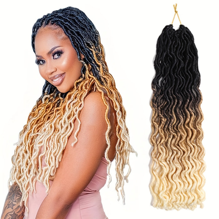 18 Inch Gypsy Goddess Faux Locs – Wavy Crochet Hair Extensions, Synthetic Braiding Hair for Women, Ombre Colour Options