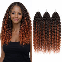 24 Inch Water Wave Crochet Braiding Hair Pink Blonde Synthetic Hair Extensions for Black Women