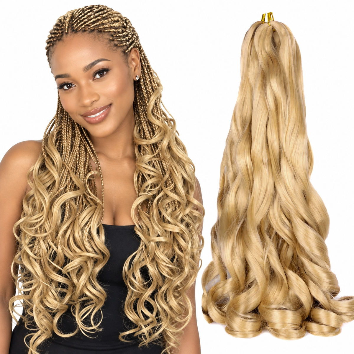24 24 inch French curl braiding hair, model and hair bundle