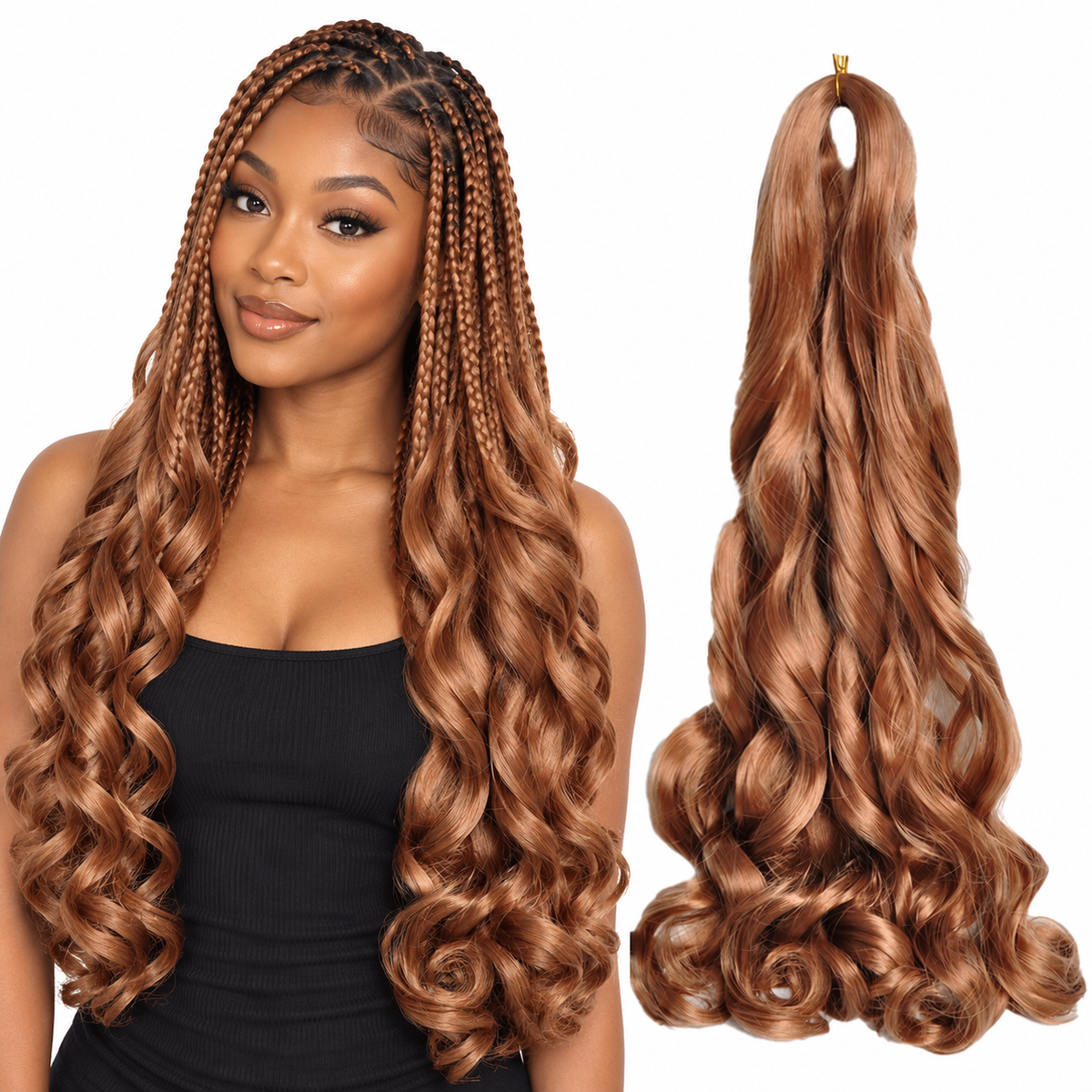30 24 inch French curl braiding hair, model and hair bundle