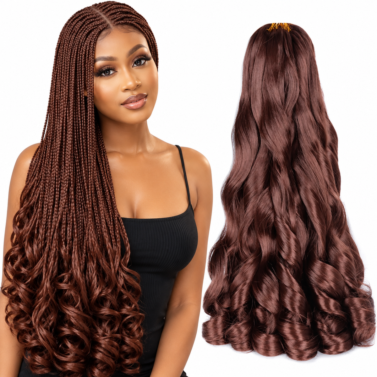 33 24 inch French curl braiding hair, model and hair bundle