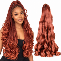 350 24 inch French curl braiding hair, model and hair bundle