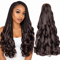 4 24 inch French curl braiding hair, model and hair bundle