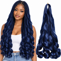 Blue 24 inch French curl braiding hair, model and hair bundle