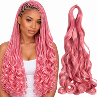 D PINK 24 inch French curl braiding hair, model and hair bundle