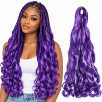 D Purp 24 inch French curl braiding hair, model and hair bundle