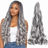 Gray2 24 inch French curl braiding hair, model and hair bundle