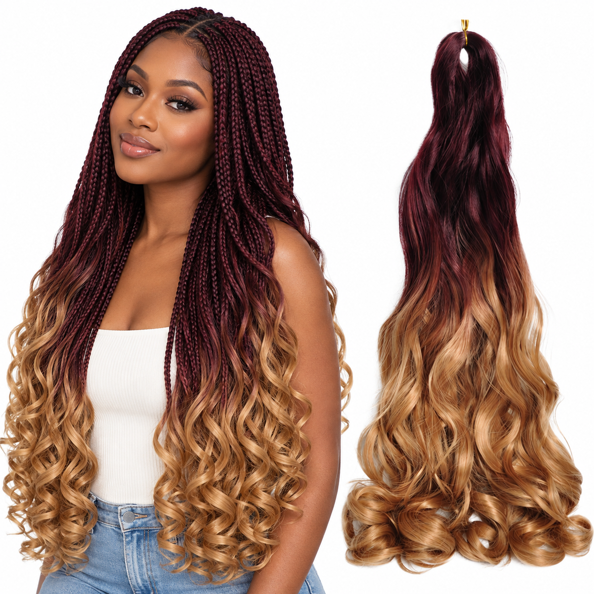 OT33 27 24 inch French curl braiding hair, model and hair bundle