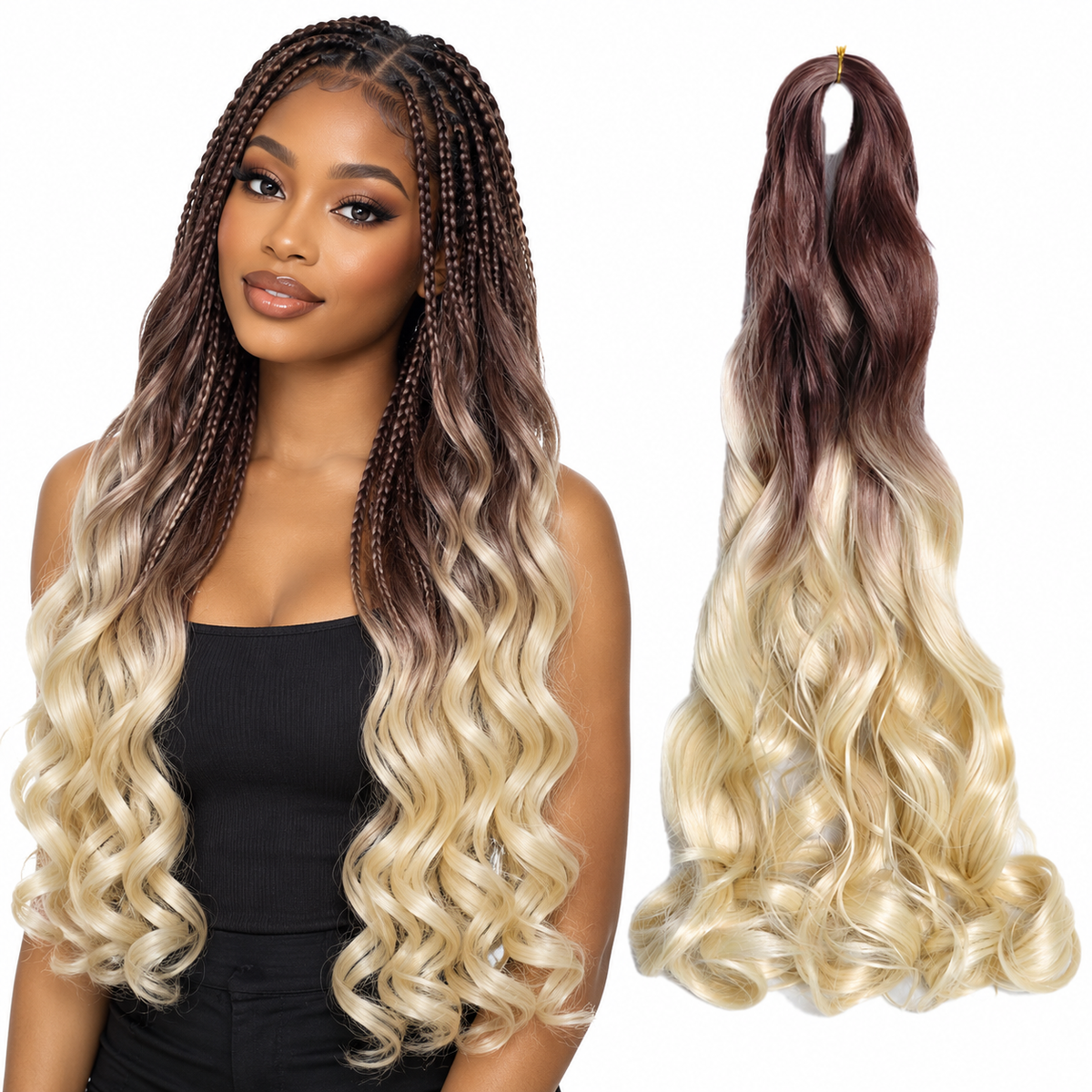 OT4 613 24 inch French curl braiding hair, model and hair bundle