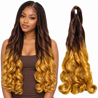 OT4  Gold 24 inch French curl braiding hair, model and hair bundle