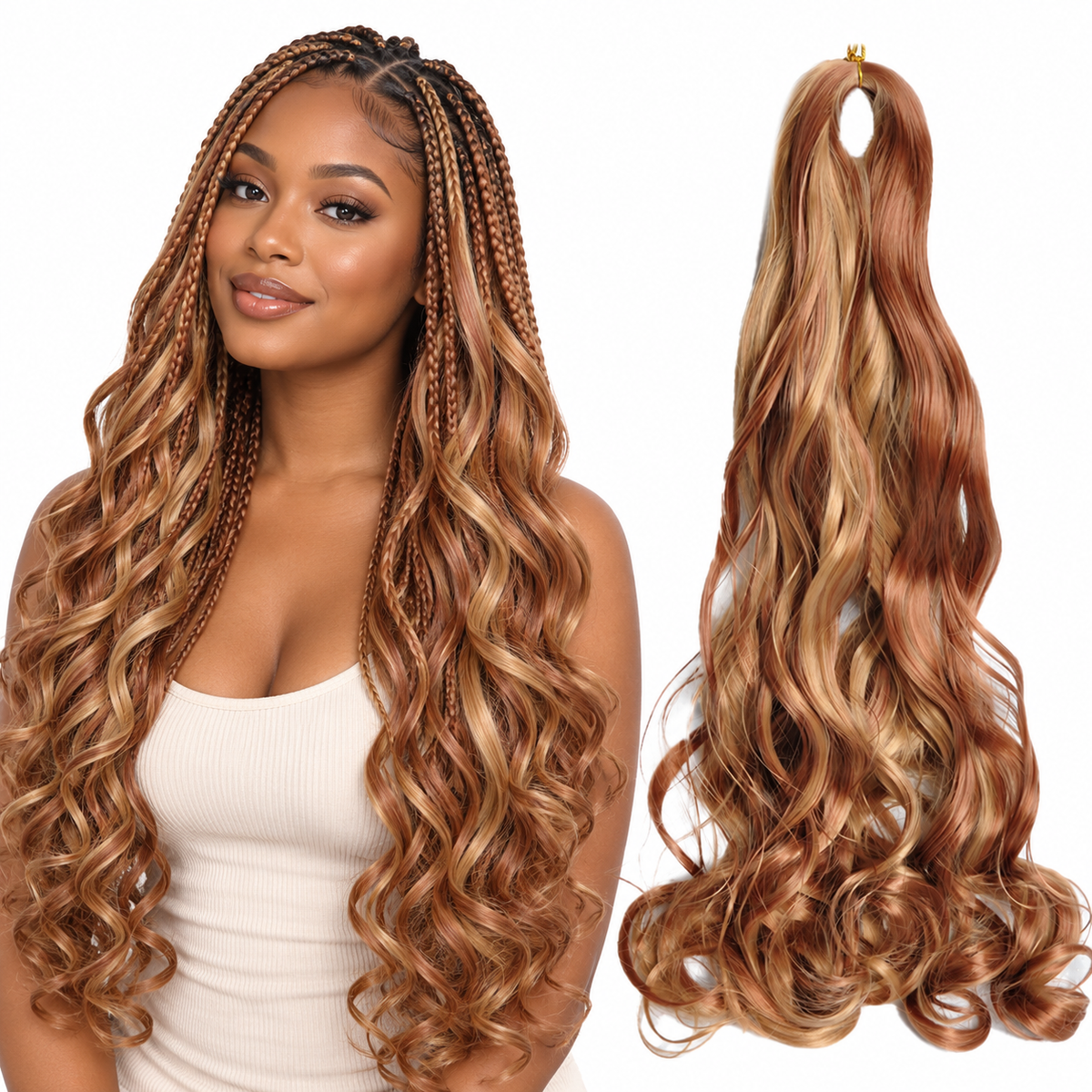 P27 30 24 inch French curl braiding hair, model and hair bundle