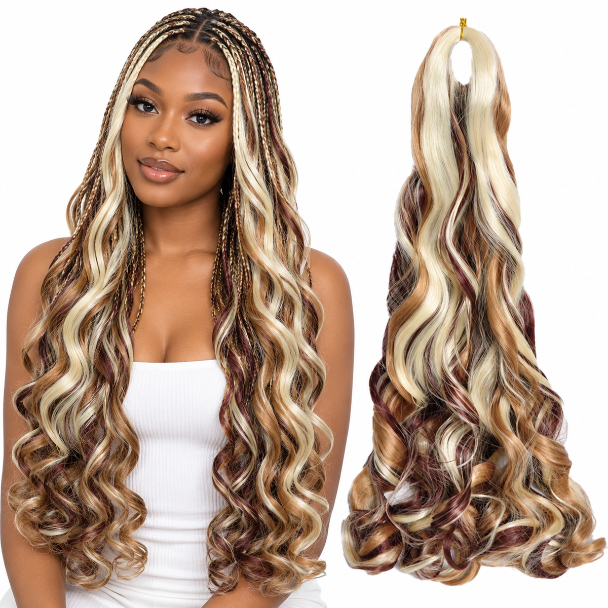 P27 33 613 24 inch French curl braiding hair, model and hair bundle