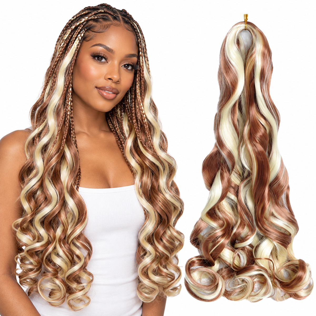 P30 613 24 inch French curl braiding hair, model and hair bundle